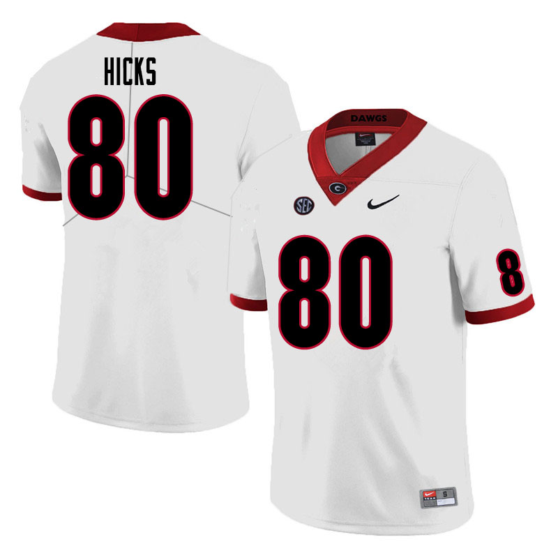 Men #80 Braxton Hicks Georgia Bulldogs College Football Jerseys Sale-White